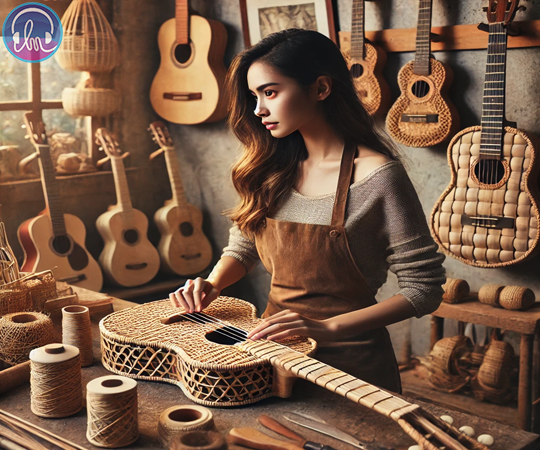 Aruma Bikin Gitar Akustik Hanya Dengan Bahan Rotan Di Bandung